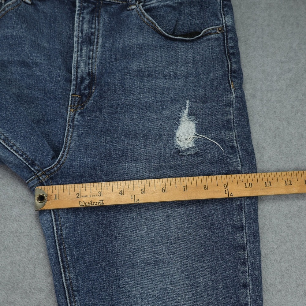 Risen Jeans Womens 30/11 Blue Distressed Straight Raw Hem Denim‎ High Rise - Picture 9 of 14
